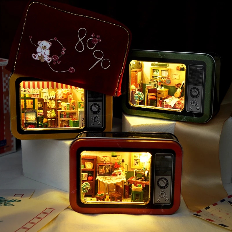 DIY 인형 집 가구 3D 나무 인형 집 키트 장난감 어린이를위한 생일 선물 크리스마스 새해 소녀